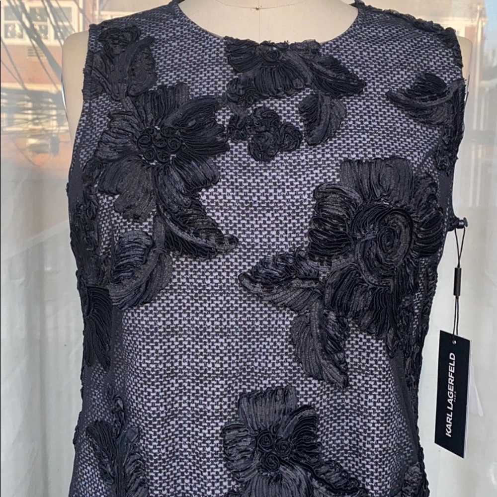 Karl Lagerfeld Embroidered Mesh Shift Dress